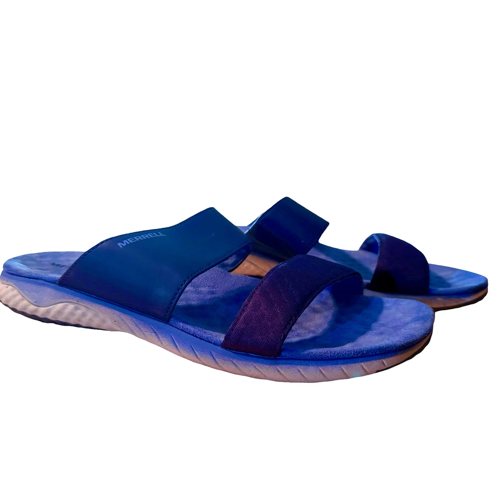 Merrell Linna Slide Blue Slip On Sandals Casual Summer Shoes Comfort sz 8